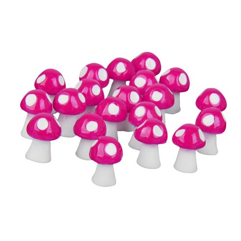20 pcs 미니어처 미니 핑크 버섯 인형 집 분재 수지 공예 diy 요정, 로즈 레드