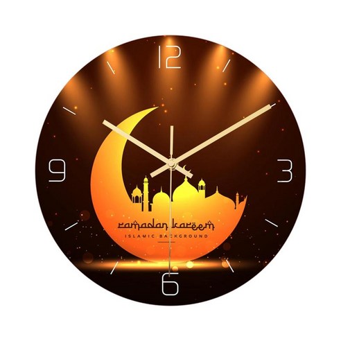 이슬람 이슬람 벽시계 라운드 비 똑딱 쿼츠 벽시계 라마단 Eid 홈 거실 장식, 아크릴, B