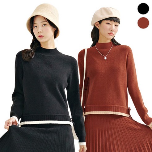 [체이스컬트]모크넥 리본 SWETER/2Color