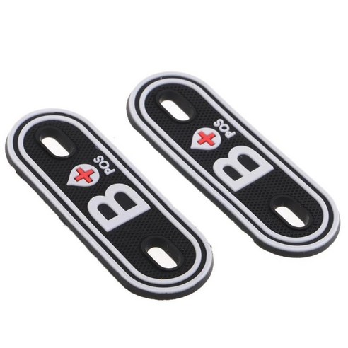 2 조각 PVC 빛나는 페이스트 혈액형 고무 배지 태그 패스너 패치, 블랙 화이트 빛나는 B