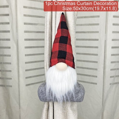 [ZL] 산타 클로스 엘크 크리스마스 커튼 장식 메리 크리스마스 장식 홈 크리스마스 장식품 선물 Navidad 2021 새해 복 많이 받으세요 2022, CurtainDecor14, 하나