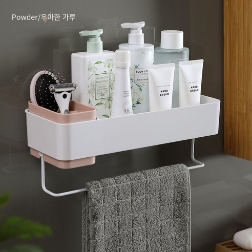 【DF】펀치없는 세면대 랙 벽 마운트 화장실 욕실 욕실 욕실 벽 수건 스토리지 가제트, 【DF】, 【DF】우아한 핑크 [수건]