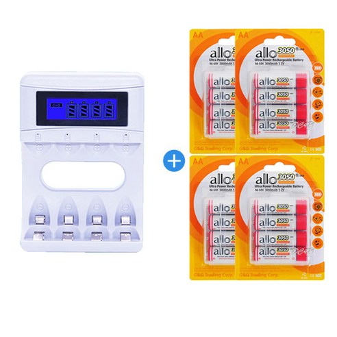 무배 아르케 LCD충전기 + 3050mAh AA 충전지 16알