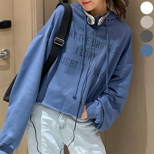 0 velys 경쾌한 무드가 느껴지는 레터링 크롭 후드티 CST1499