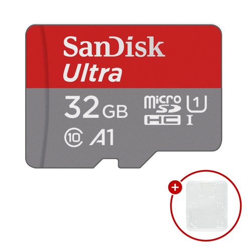 샌디스크 마이크로SD카드 Ultra A1 울트라 SDSQUA + SD카드 케이스, 32GB, 1개