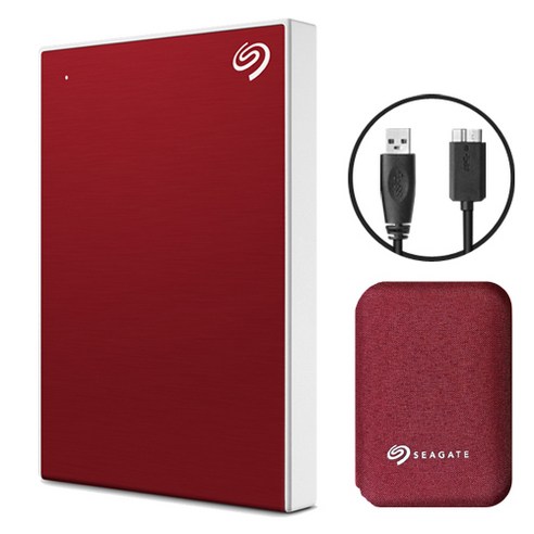 씨게이트 One Touch HDD 외장하드STHN2000403 데이터복구+암호화 기능+파우치+USB케이블, 2TB, 레드