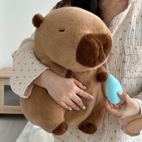 [왕귀여움] 루시아이 콧물 카피바라 인형, 대형(38cm), 1개