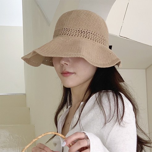 여름철 필수품: 미미샵의 편안하고 세련된 여성용 돌돌이 리본 썬캡