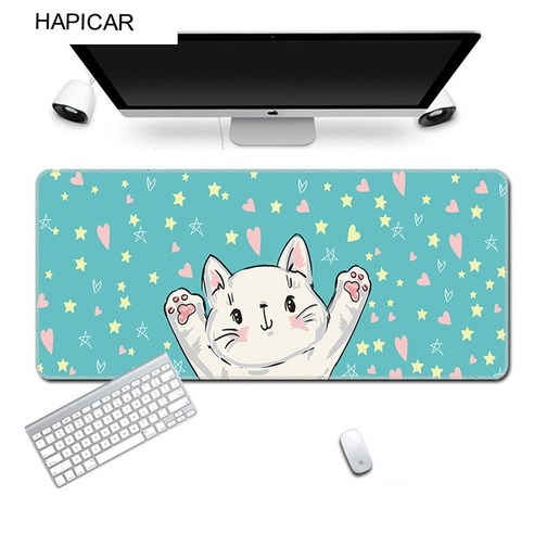 YJQ 귀여운 마우스 패드 Comtuper 데스크 매트 대형 XXL Mousepad Kawaii 게임 Accessoroes 노트북 게이머 키보드 MacBook 방수 Maus 매트, 빨간