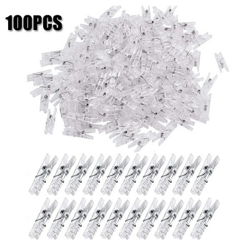 50/100PCS 미니 사진 클립 투명 봄 플라스틱 교수형 클립 타월 사진 클립 Clothespin DIY 사진 벽 홈 인테리어, 100PCS