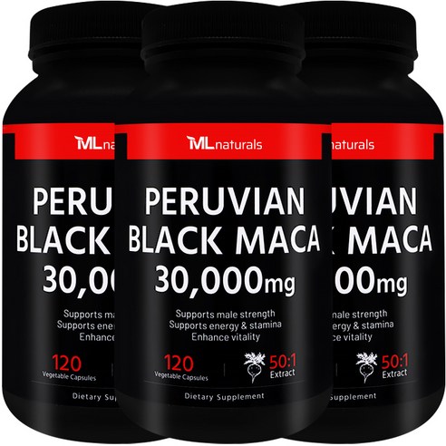 [미국빠른직구] 마이라이프 내추럴스 페루비안 블랙 마카 30,000 mg 120정 3병, 120정, 30g, 3개