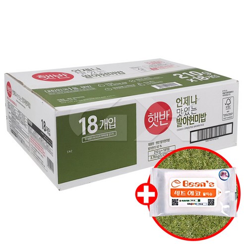 [OKㅣ강추] CJ제일제당 햇반 발아현미밥 210g x18개입 + 빈즈물티슈 [OKNOWㅣ추천상품]