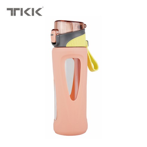 TKK 물컵 아이디어 적용 유리 물컵 대용량 단열 운동 유리컵 휴대용 직음 운동컵, 핑크/핑크, 500ml