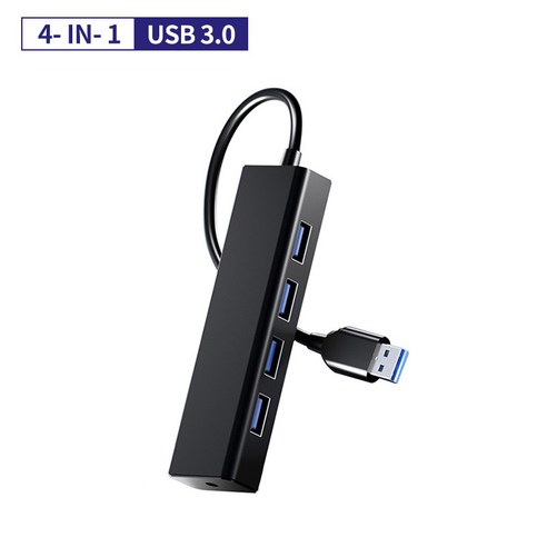 HUB3.0USB4 포트 3.0 분배기 3.0 허브 hub 익스텐더 매우 빠른 USB 컴퓨터 분배기, 검은 색 HUB3.0 4in1