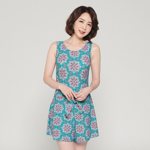 일리카이 여성용 베니스의여름 랩스커트 + 원피스수영복 세트, 멀티