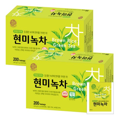 송원 우리차 현미녹차 200T, 2개, 1.2g, 200개입