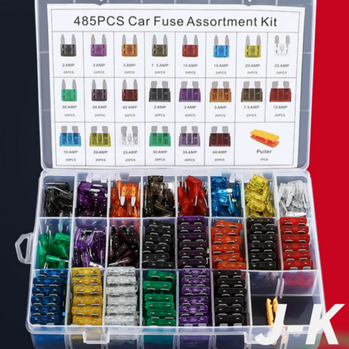 (제이케이) 카 자동차용 휴즈 퓨즈 FUSE 신형 2종 대형/소형 ATO/mini 485pcs CAR FUSES, 1개 80a휴즈