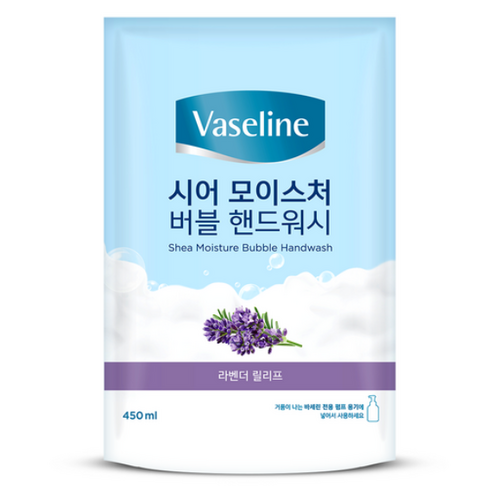 애경바세린 시어 모이스처 버블 핸드워시 라벤더향 리필, 450ml, 2개