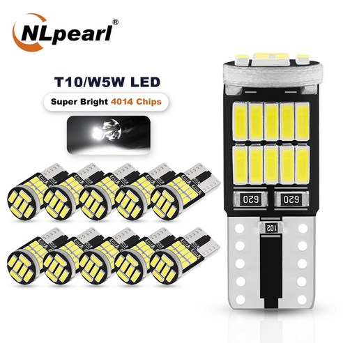 보조제동등 NLpearl-자동차 인테리어 돔 독서 번호판 조명 신호 2/10x W5W T10 Led 전구 Canbus 4014 SMD 6000K 168 194 5w5-117, 3.Yellow - 2pcs