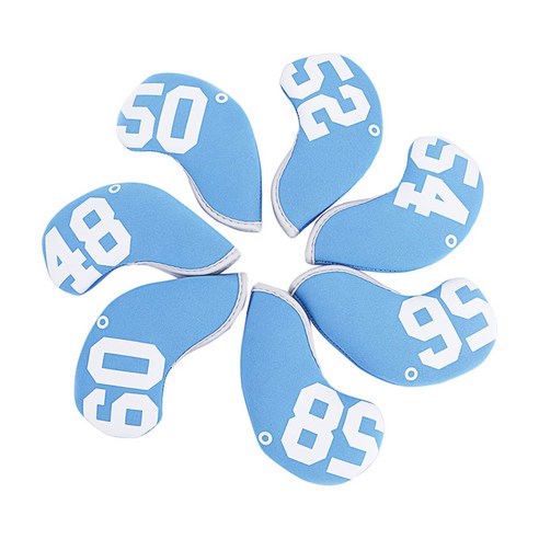 10 조각 안티 스크래치 골프 클럽 헤드 커버 스포츠 액세서리 여행용 학위 48 ° 52 ° 56 ° 60 °의 철 헤드 커버, 파란색, 네오프렌