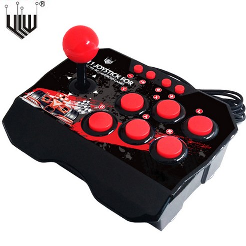 4 In 1 Arcade Fight 조이스틱 스위치 PS3 용 Android TV 전체 기능 버튼 USB 유선 플러그 앤 플레이 Fightstick, 블랙