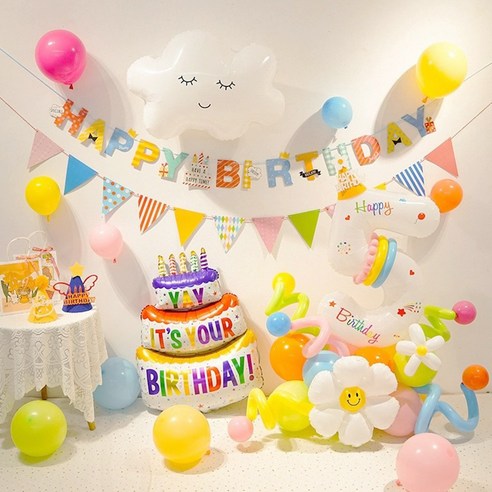 파르티코 생일 풍선 가랜드 생일파티 용품 세트, 1세트, 05.케이크 구름
