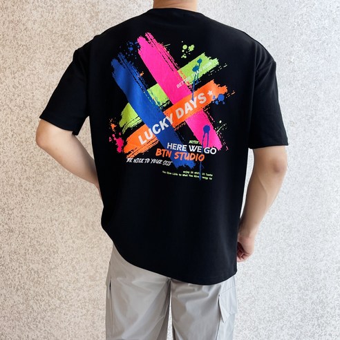 베럴댄나우 남성용 럭키데이 프린팅 오버핏 반팔 티셔츠