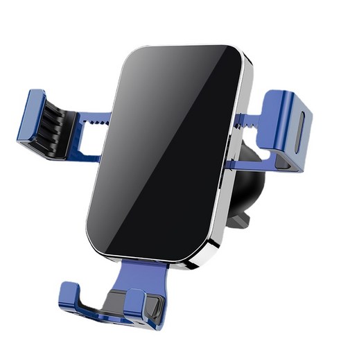 ANKRIC 차량용핸드폰거치대 거울 자동차 중력 브래킷 게으른 보편적 인 회전 공기 출구 내비게이션 휴대 전화 브래킷, 광택 사각형 딥 블루