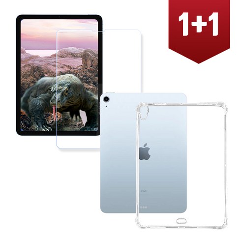 투에이비 글라스 아이패드 에어5 에어4 10.9 종이질감 필름+범퍼 클리어 TPU 케이스, 1개