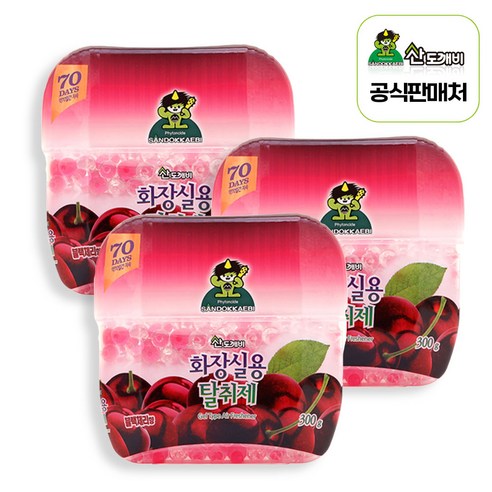 산도깨비 화장실용 탈취제, 3개, 300g 체리300g