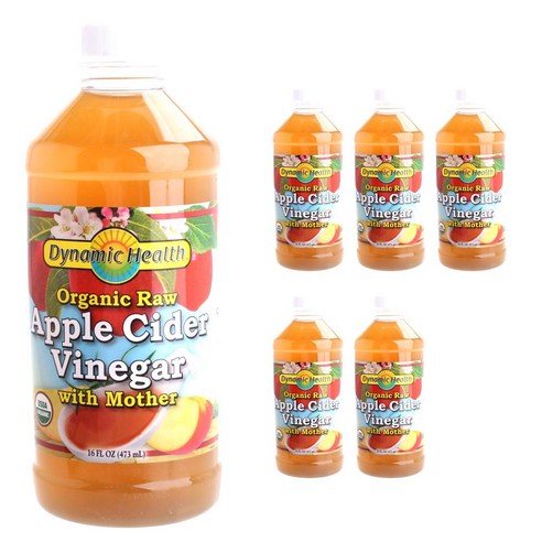 다이나믹헬스래버러터리즈 로우 사과 식초 마더 글루텐 프리 비건, 473ml, 6개