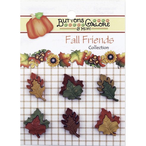 버튼갤로어 폴 프렌즈 3D 버튼 단추, Tumbling Leaves, 6개입