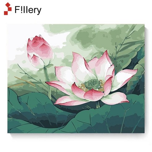 FiIIery DIY 명화그리기 해바라기그림 풍경화 꽃 유화 세트 40 x 50cm, 21-연꽃
