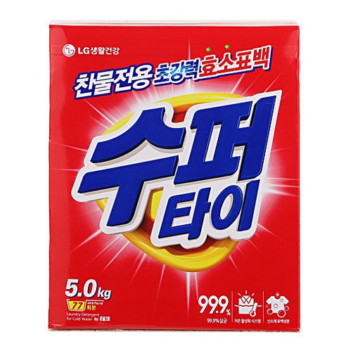 원하프슈퍼타이(표백플러스.C)5kg, 5kg, 1개 - 분말세제 | 쿠팡