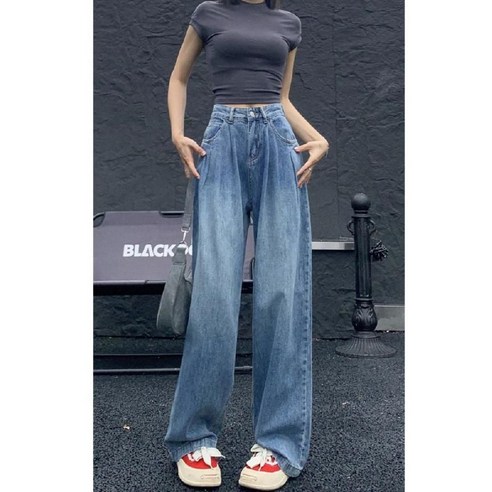 여성을 위한 세련되고 편안한 여름철 와이드 레그 청바지