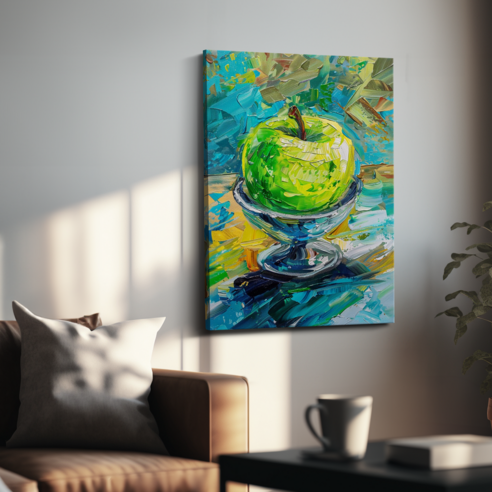 아트앤코 돈 들어오는 사과 캔버스 그림 75x50cm 풍수지리 인테리어 대형 액자, AT3081 실버 글래스 청사과