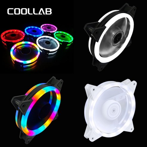 쿨랩 쿨링팬 케이스 쿨러 시스템쿨러 더블링 LED 120mm, 믹스