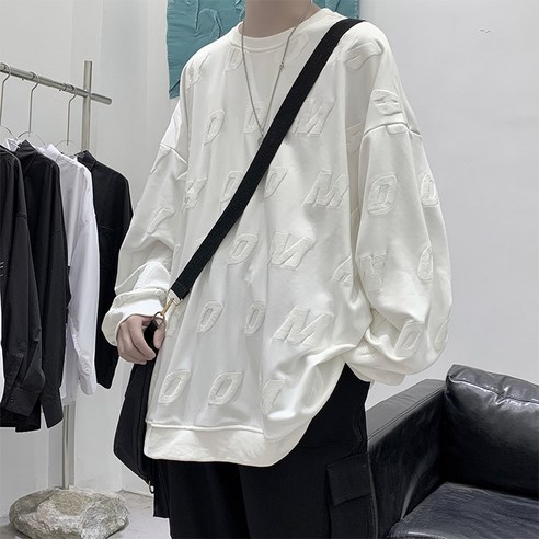 YANG 남자 스웨터 가을 새로운 느슨한 홍콩 스타일 라운드 넥 거품 편지 인쇄 한국어 스타일 유행 옷 패션 브랜드