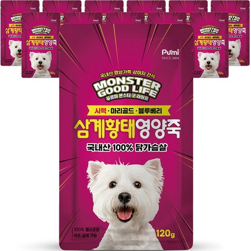 푸르미 강아지 몬스터 굿 라이프 영양죽, 삼계황태, 120g, 12개