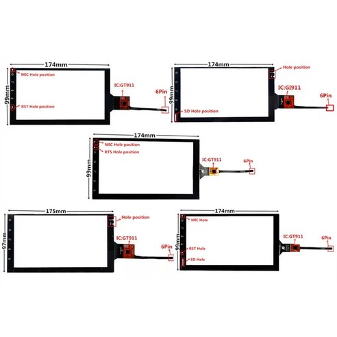 태블릿 차량용 정전식 터치 디지타이저 DVD GPS 네비게이션 멀티미디어 스크린 패널 유리 7 인치 GT911 174mm x 99mm, [05] Style 5