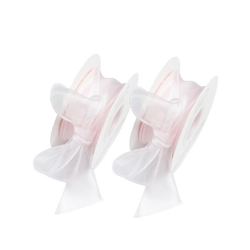 디어플레이스 쉬폰 리본끈 오간디 포장끈 4cm, 2개, 9m, 05 발레핑크