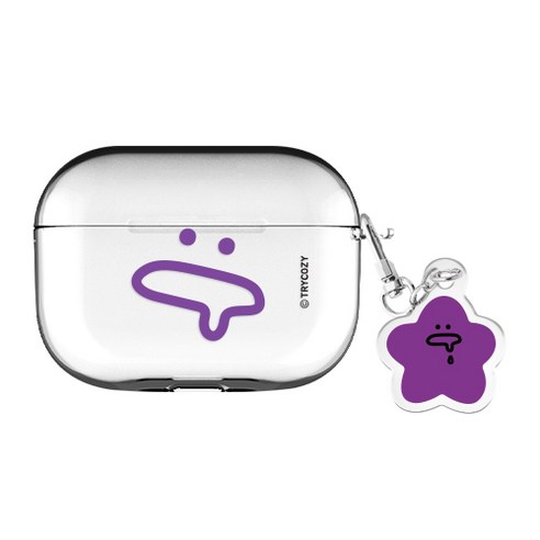 빅 와글와글 에어팟프로 / 에어팟프로2 클리어 케이스+키링 세트, 빅와글와글-퍼플, AirPods(3세대)