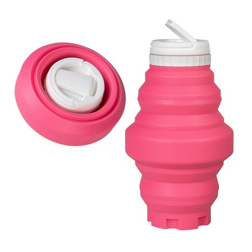 WellUnite 여행용 실리콘 물컵 아웃도어 스포츠 접이식 주전자 휴대용 압축 500ml, 550ml, 분홍색, 6개