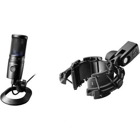 오디오 테크니카 AT2020 USB X 카디오이드 콘덴서 마이크 블랙, USB Microphone + Shock Mount