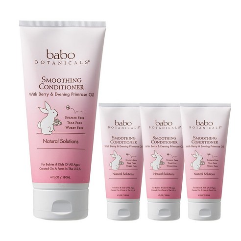 바보보타니컬스 스무딩 어린이 샴푸 컨디셔너 베리 & 월견초유, 180ml, 4개