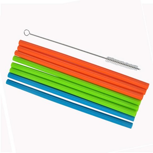 8x 실리콘 빨대 긴 유연한 주스 빨대 Bpa-Free 오렌지 그린 블루, 여러 가지 빛깔의, 21.6cm