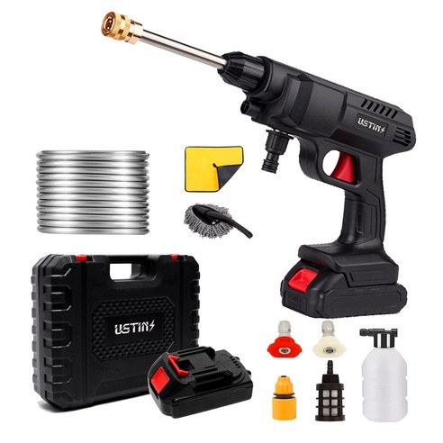 셀프세차용품 추천 우스틴스 독일 수입 무선 휴대용 리튬 배터리 고압 물총, 배터리 1개 충전기 제품정보 TOP10