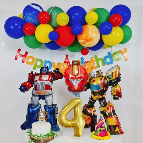 스마일파티 헬로 카봇 로봇 풍선 생일파티세트, 1세트, 4세