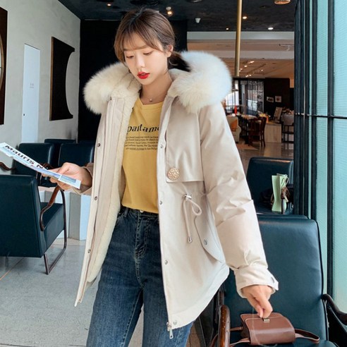 헤이슈 소프트 밍크 퍼 안감 여성 패딩 데일리 야상점퍼 겨울