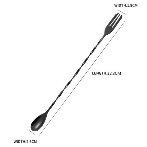 36322cm 나선형 바 칵테일 스푼 스테인레스 스틸 바텐더 스터프 스푼 머들러 위스키 음료 믹싱로드 주방 액세서리, 32.3CM Black